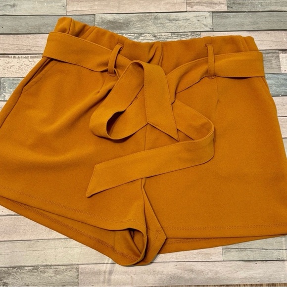 Women’s Mustard “Forever21” High-waisted Shorts with Belt | #A3 - Picture 3 of 12